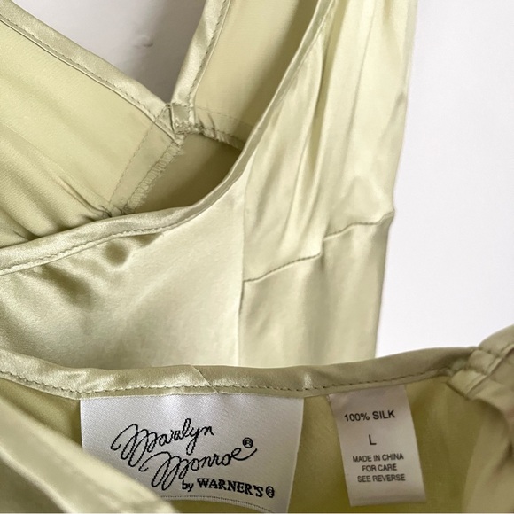 Vintage 90s Marilyn Monroe Warners Silk Slip Dress NWT Size Large Sage Green - Picture 5 of 6